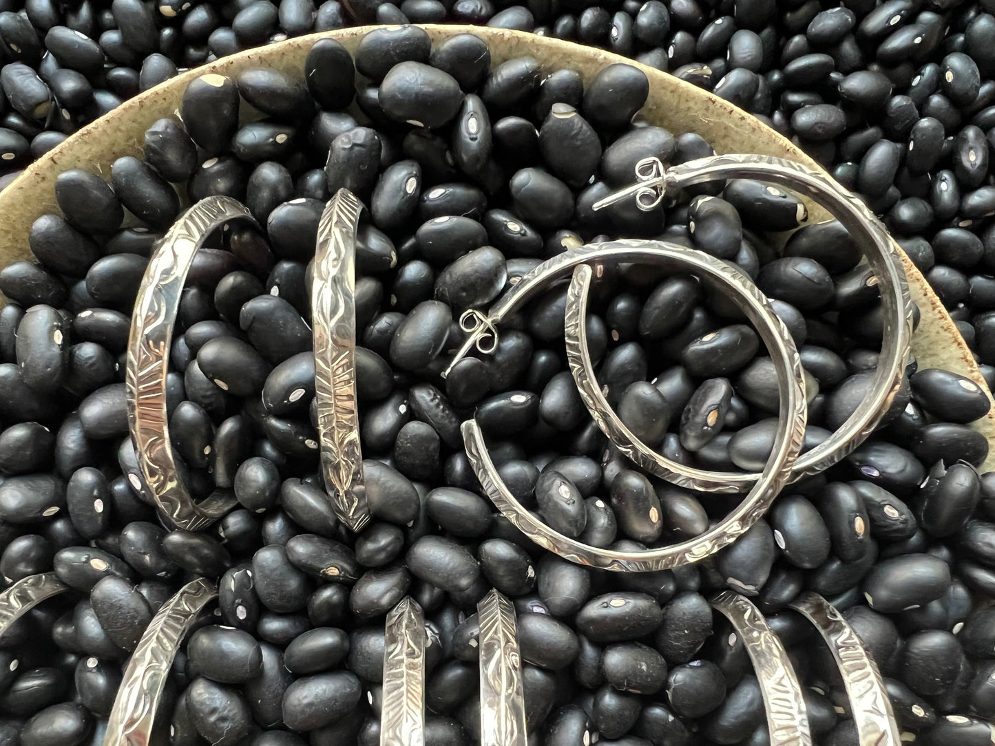 Native American Large Hand stamped Hoops