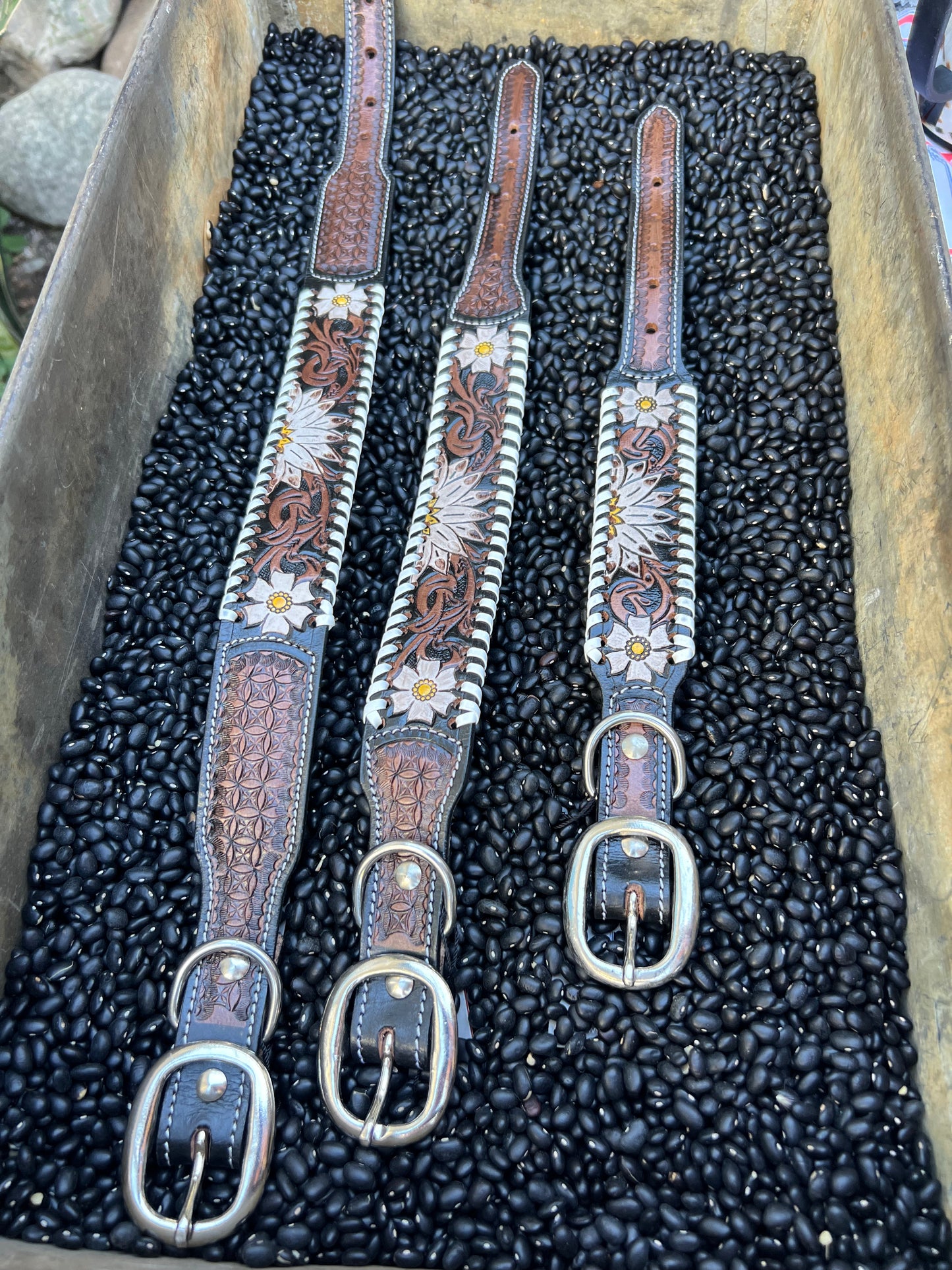 Leather Tooled Dog Collars