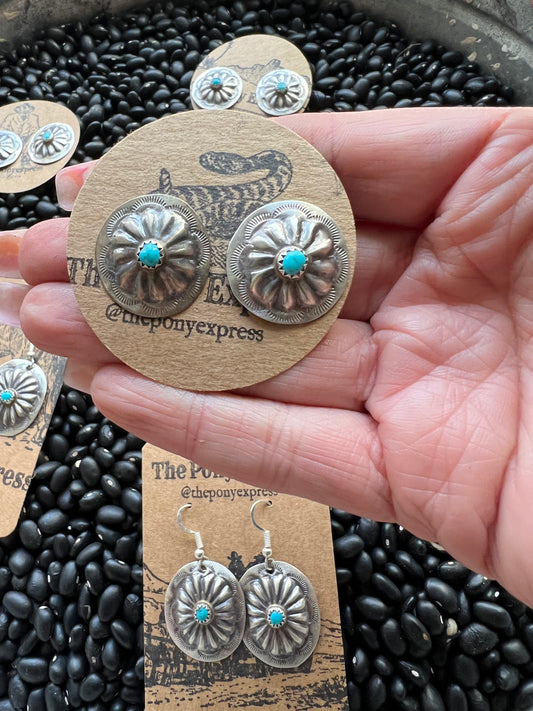 Stamped Turquoise concho studs