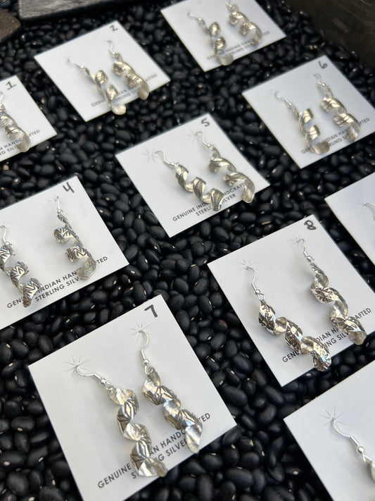 Sterling Silver Ribbon Coil Earrings