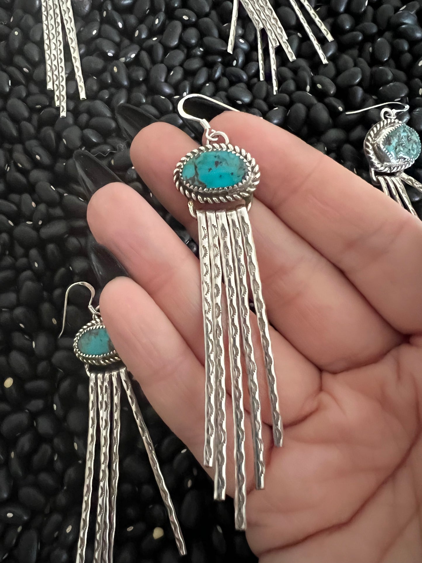 Turquoise Stamped Dangle Earrings