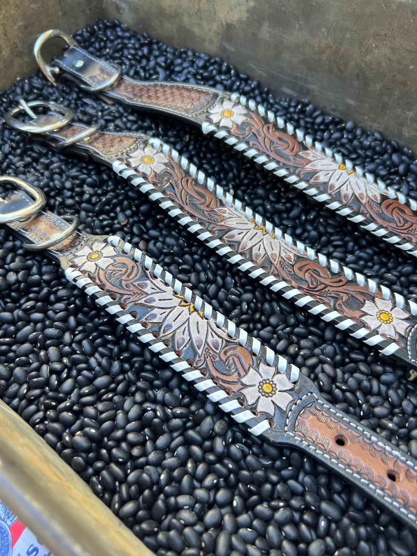 Leather Tooled Dog Collars