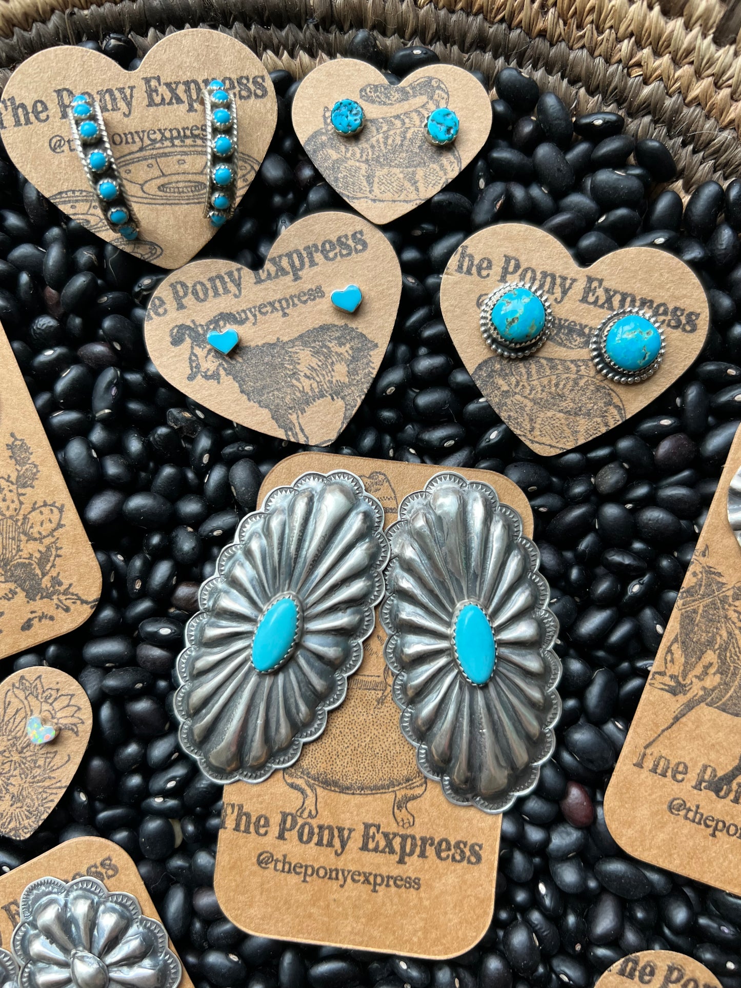 Large Oblong Conchos with Turquoise