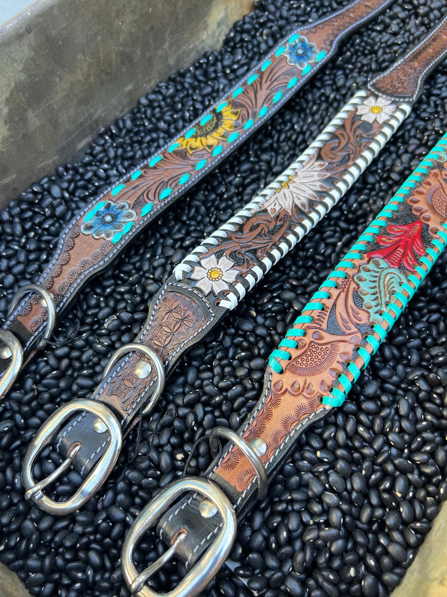 Leather Tooled Dog Collars