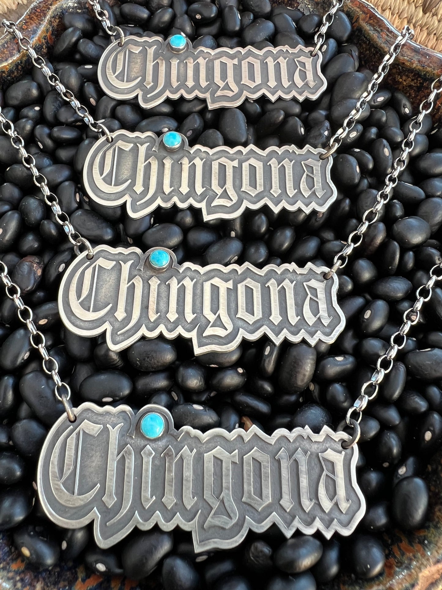 Chingona necklace nameplate 18” sterling silver