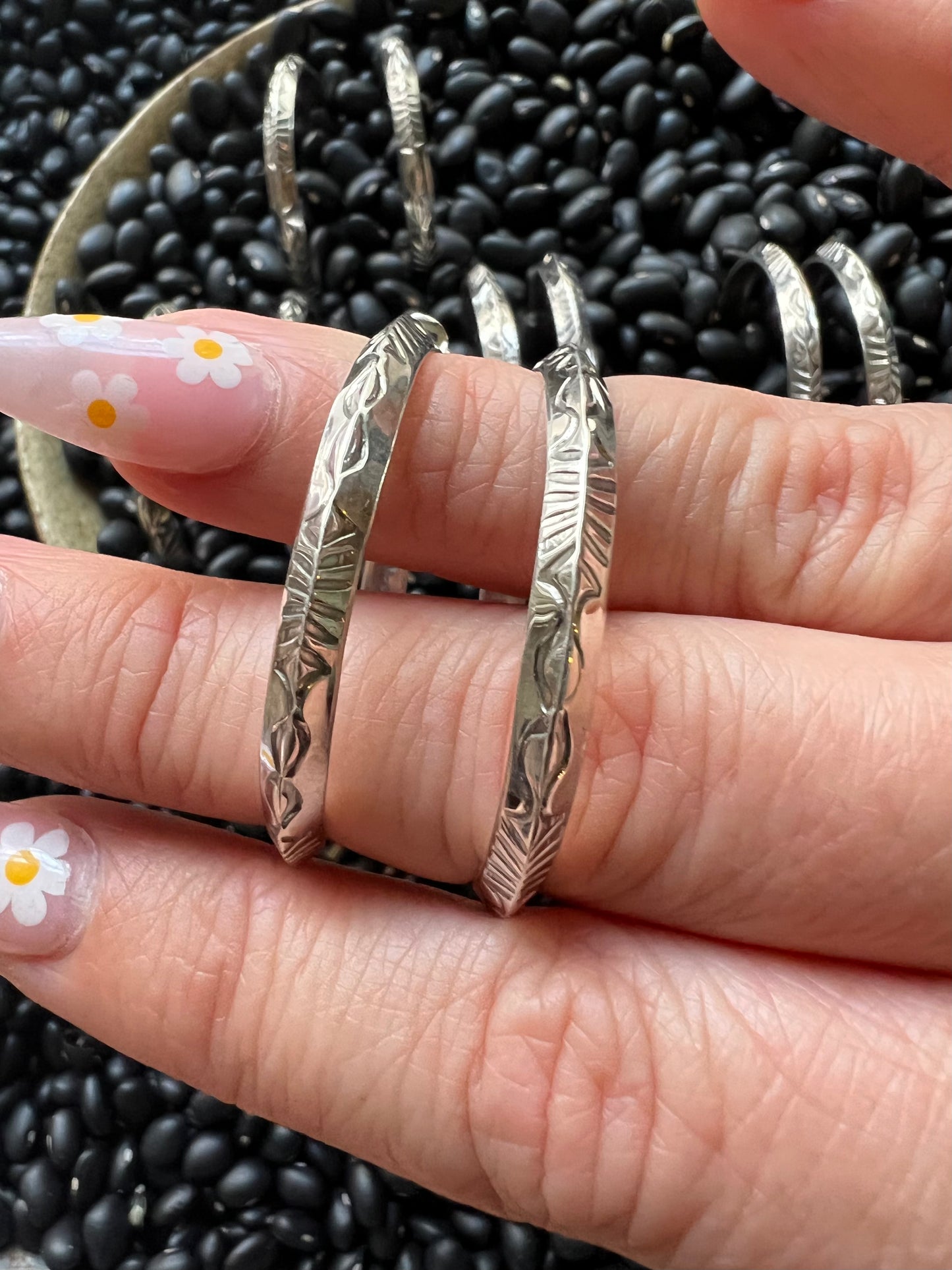 Native American Large Hand stamped Hoops