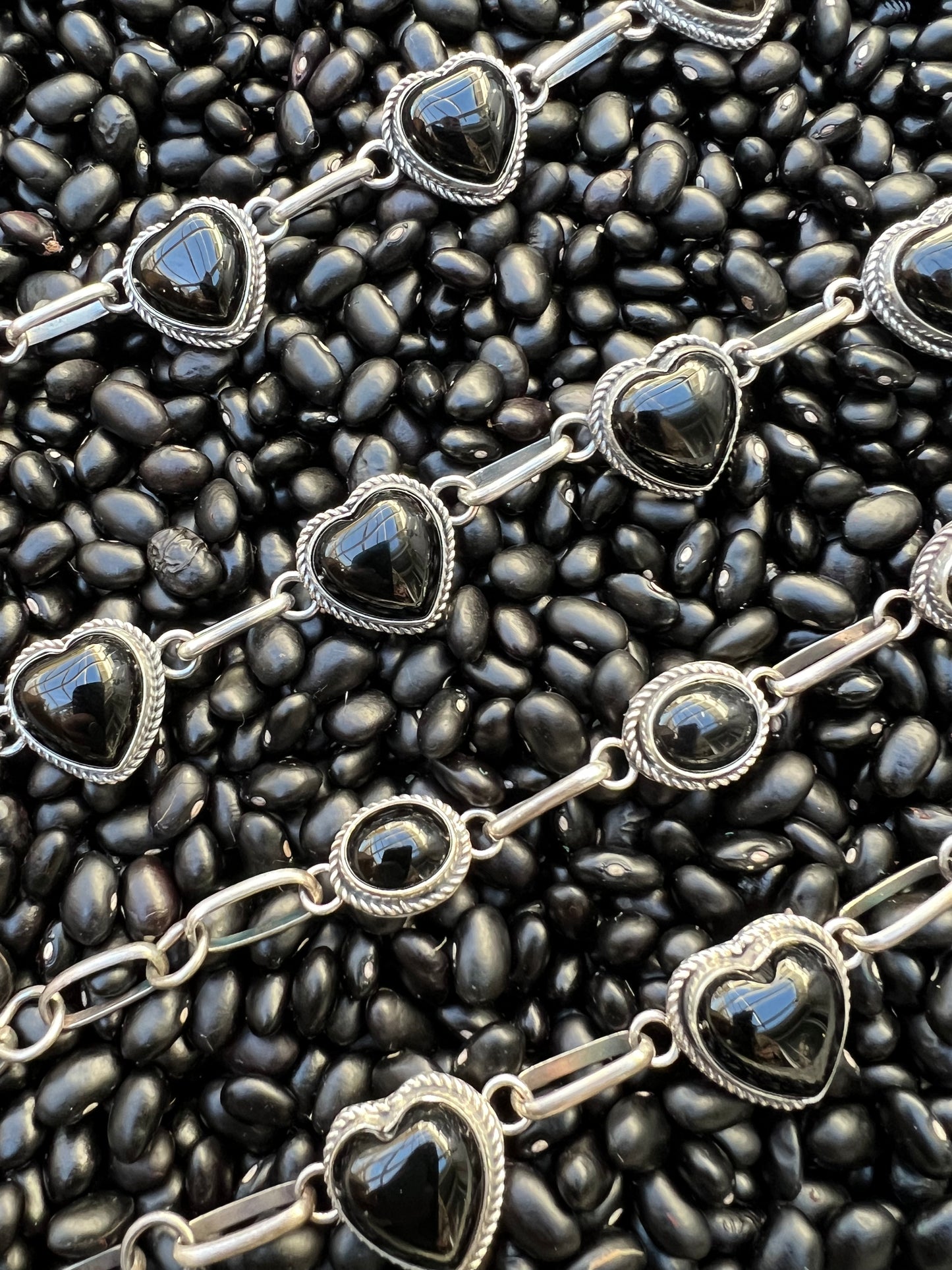 Black Onyx Choker with dot dash chain