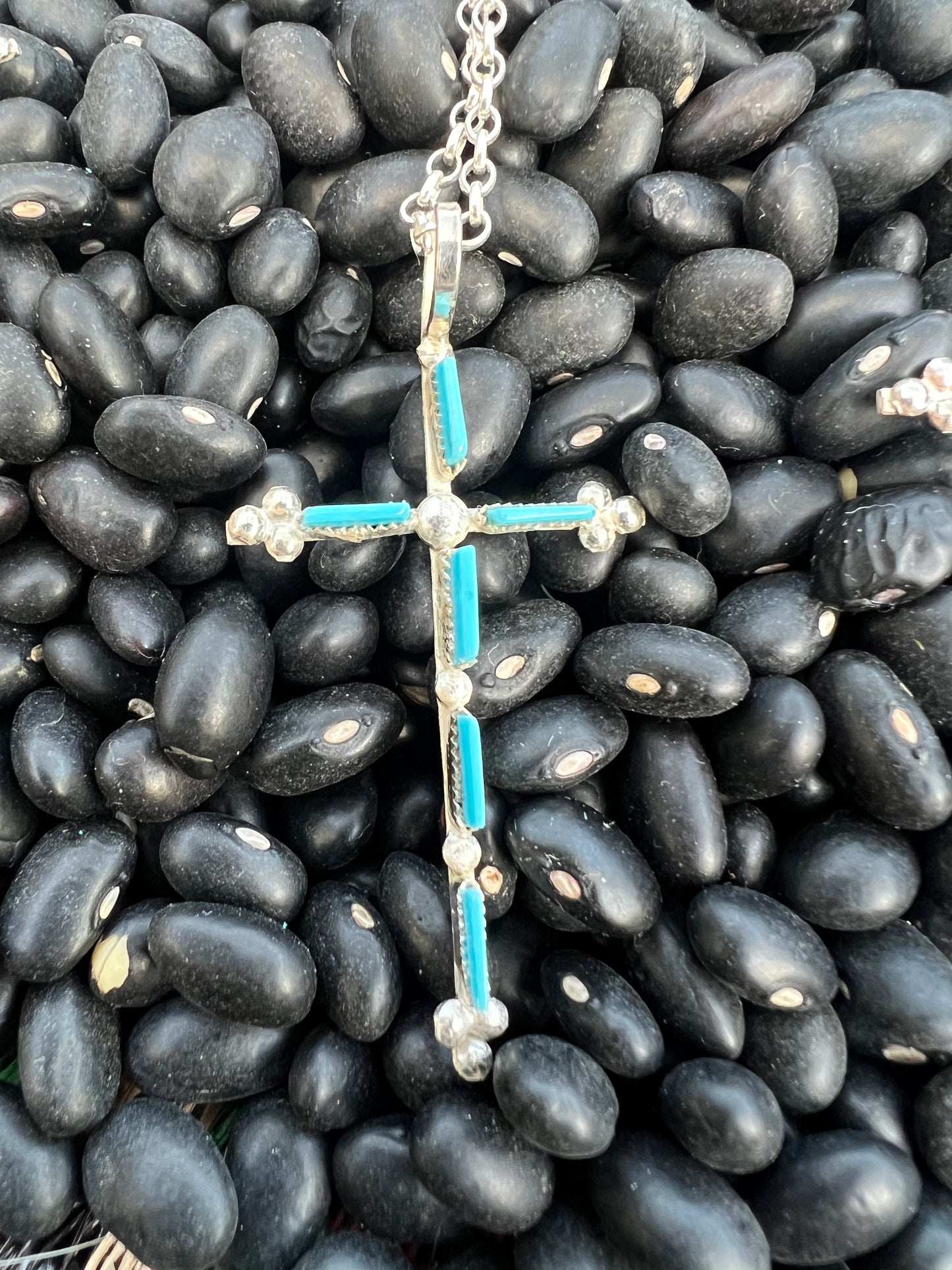 Zuni Needlepoint Turquoise Cross Necklace