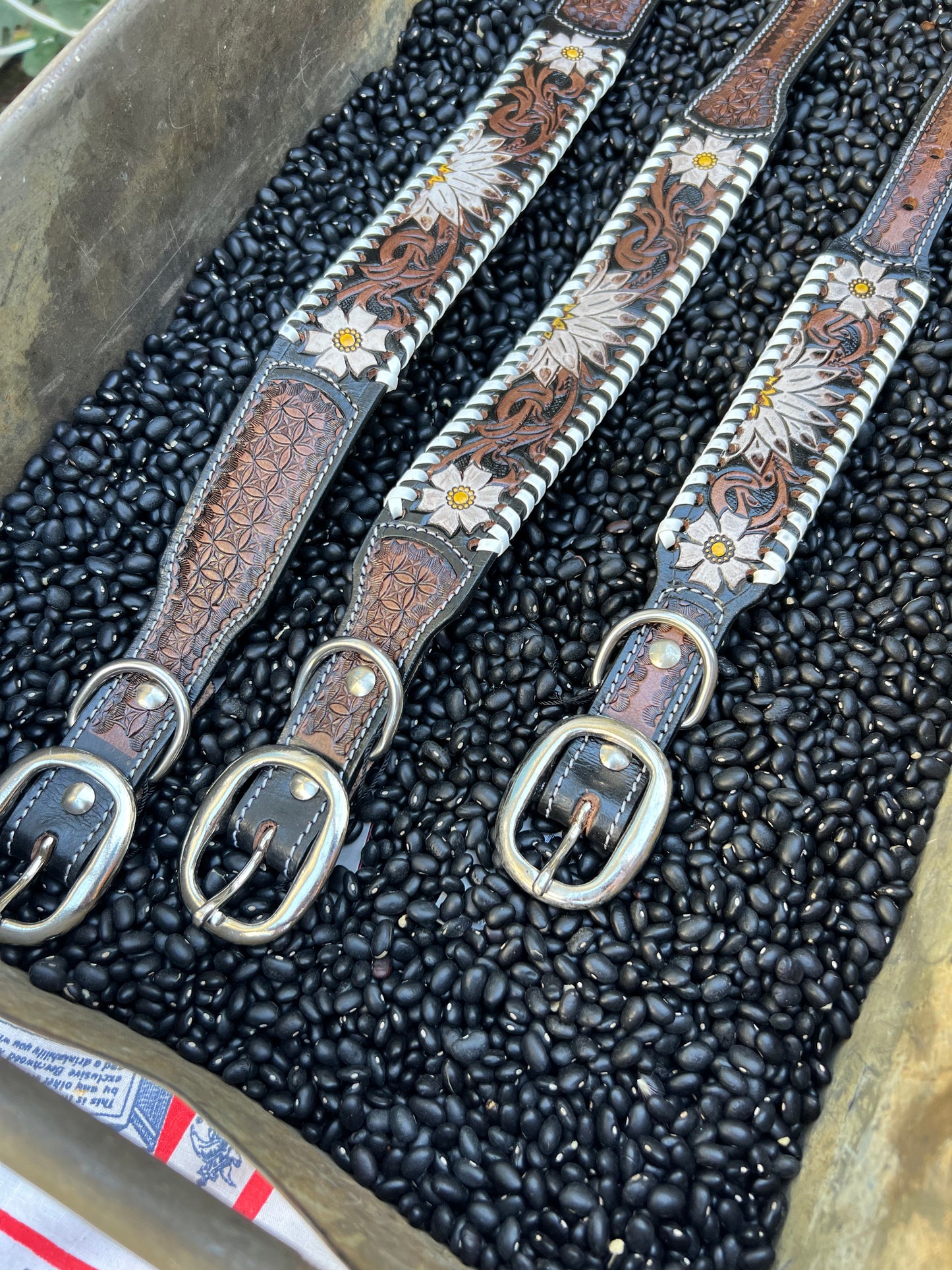 Leather Tooled Dog Collars