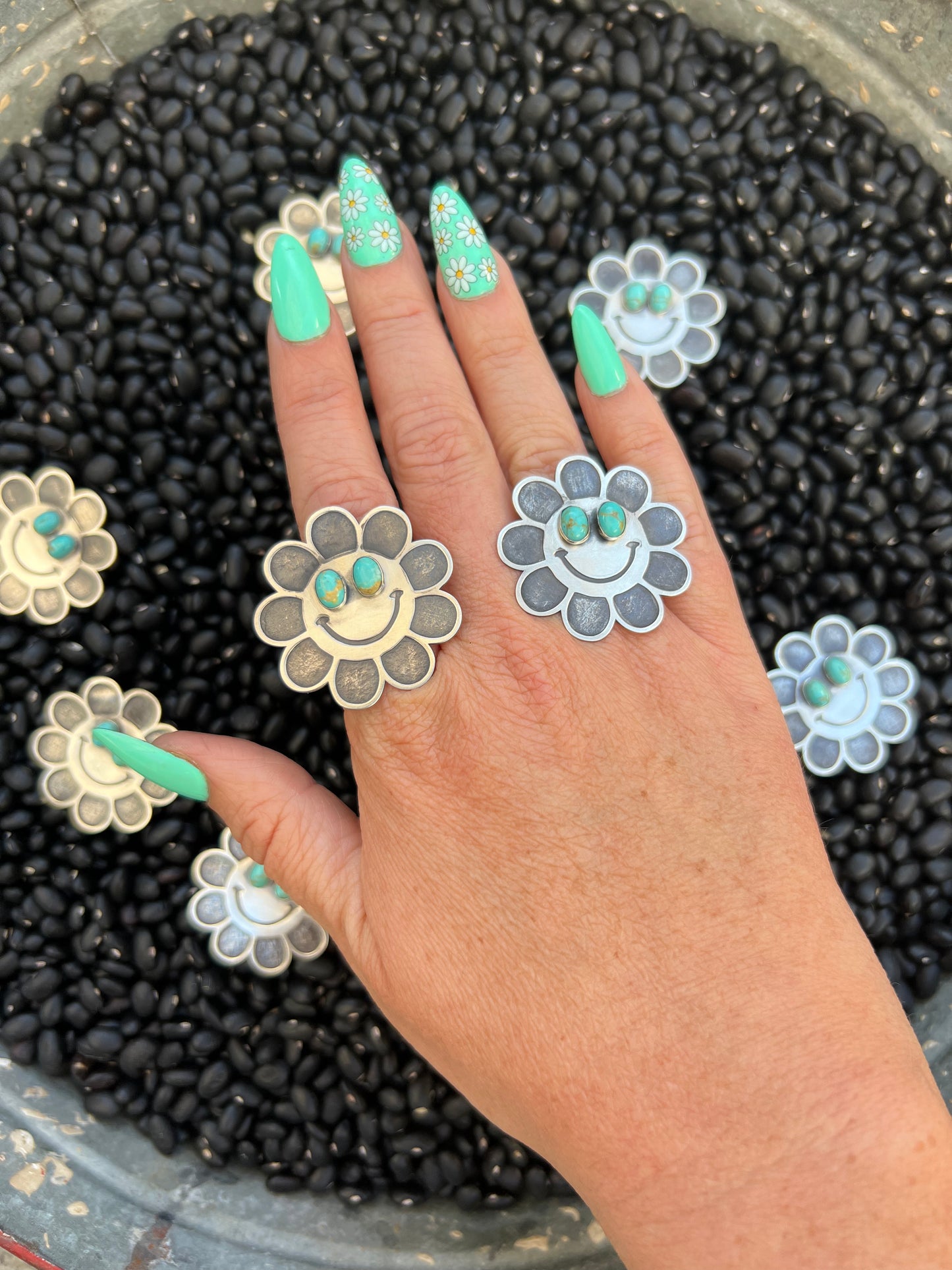 Crazy Daisy Turquoise Ring
