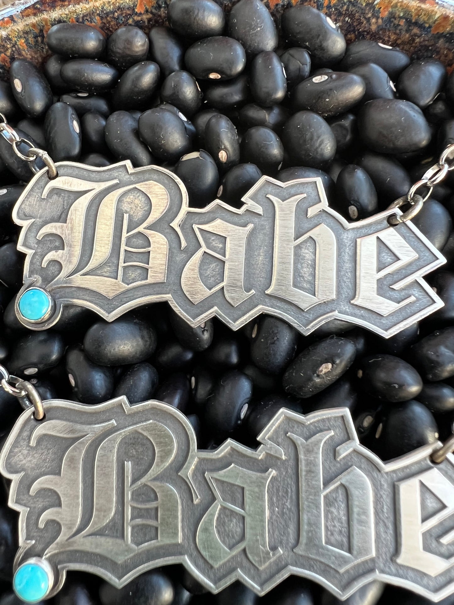 Babe necklace nameplate 18” sterling silver