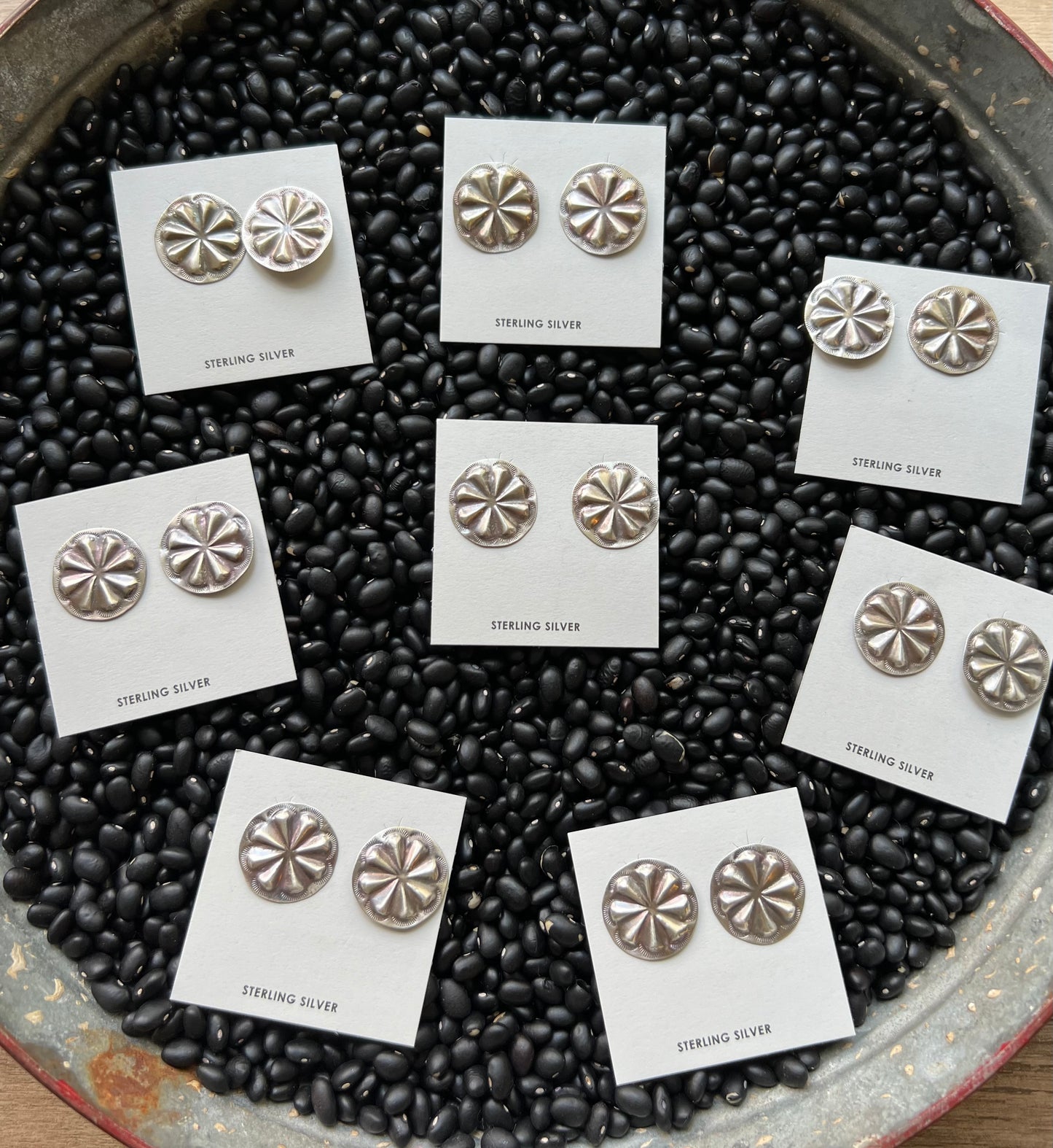 Native American Made Sterling concho studs