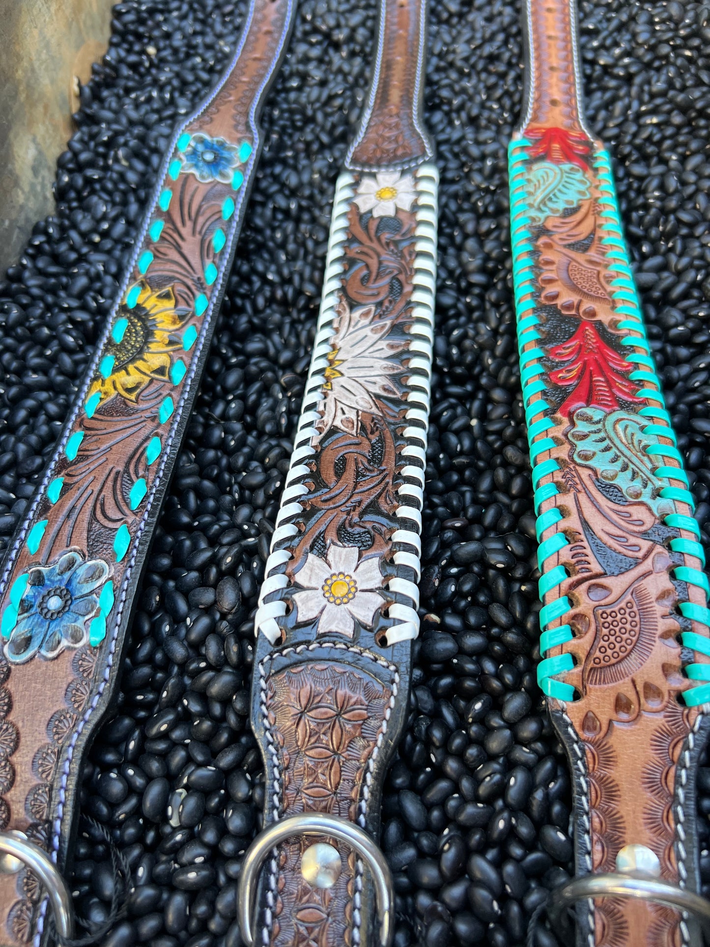 Leather Tooled Dog Collars