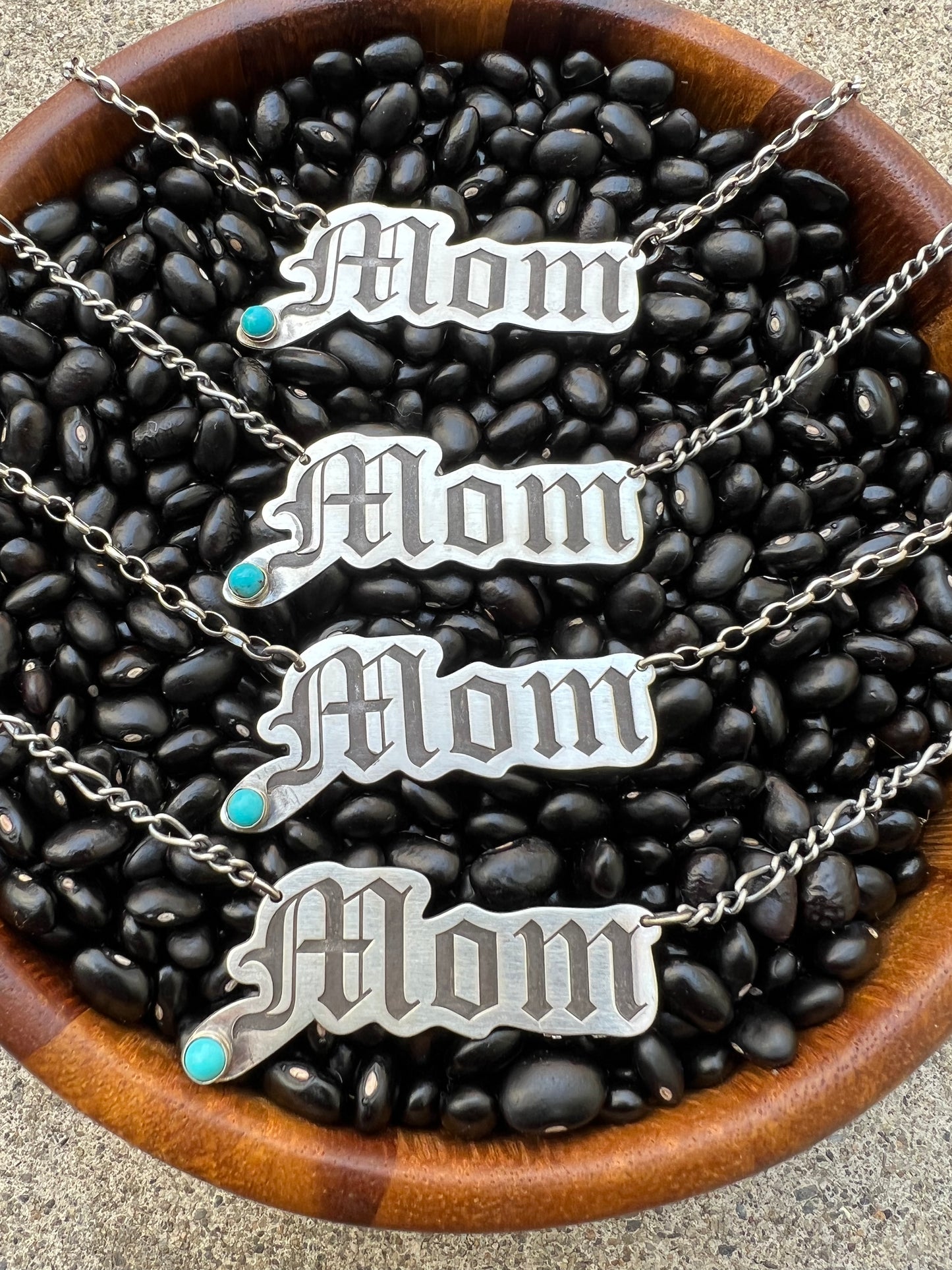 Mom Necklace Nameplate 18” sterling silver