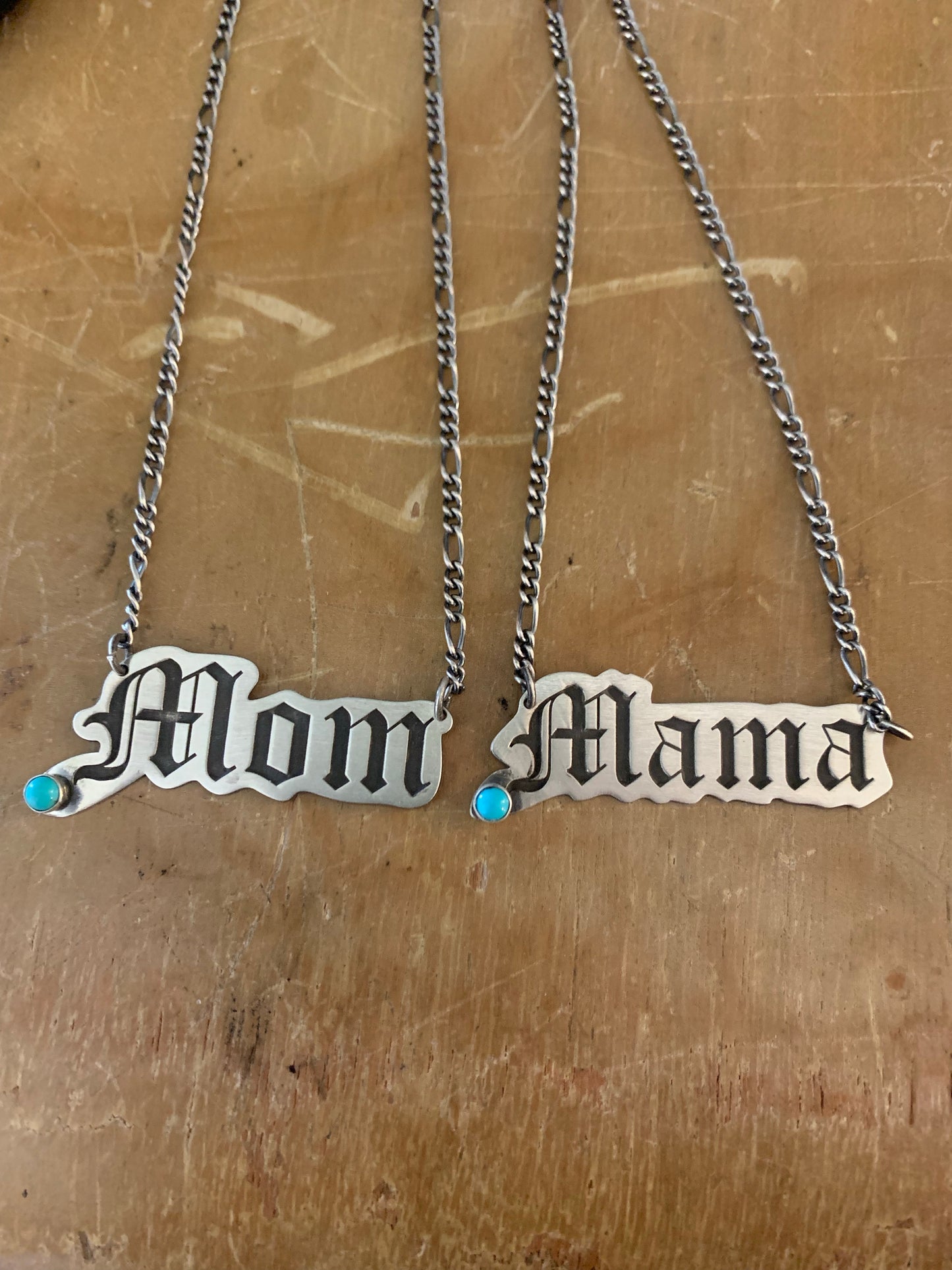 Mom Necklace Nameplate 18” sterling silver