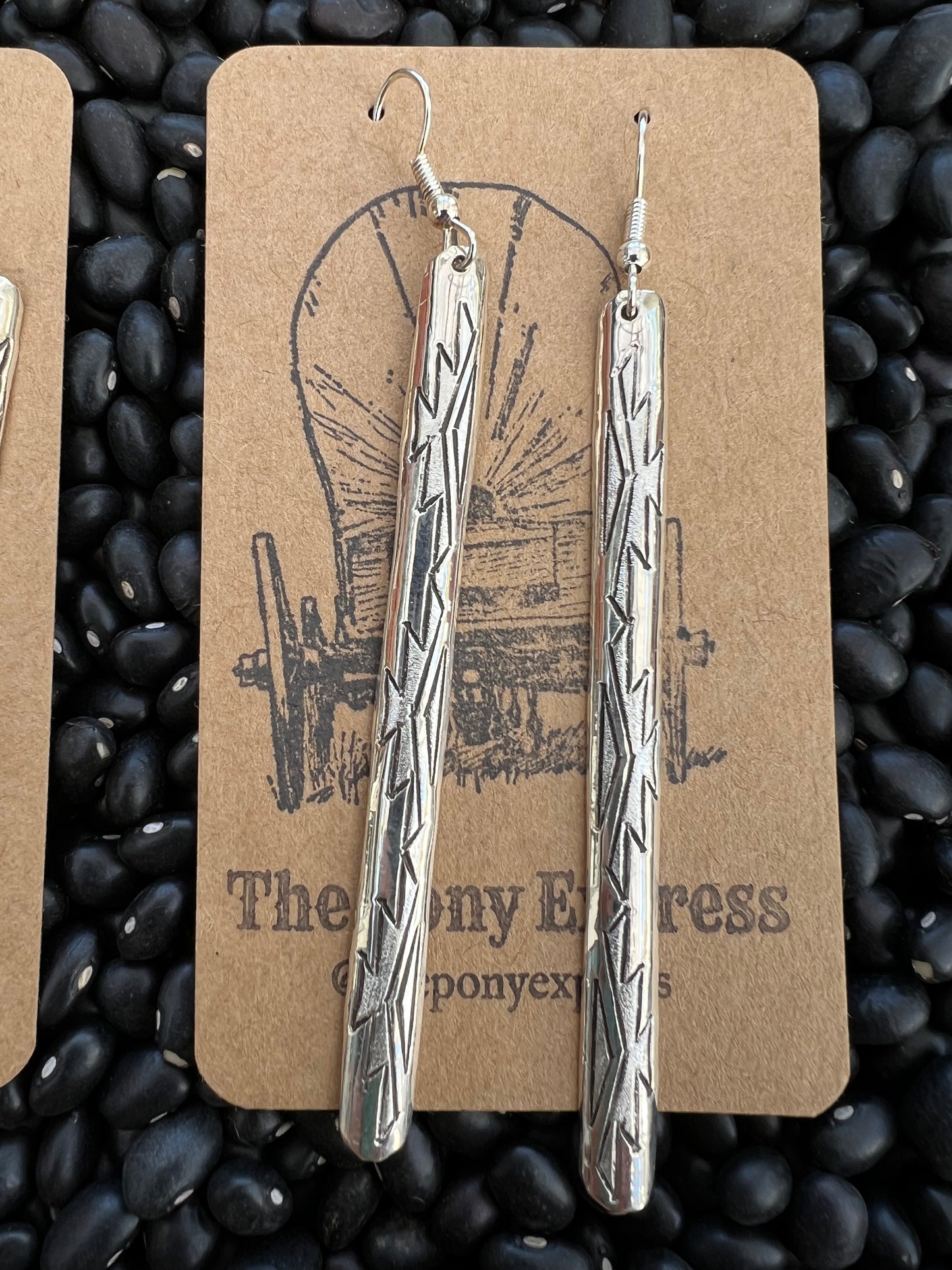 Narrow Etched Sterling Earrings