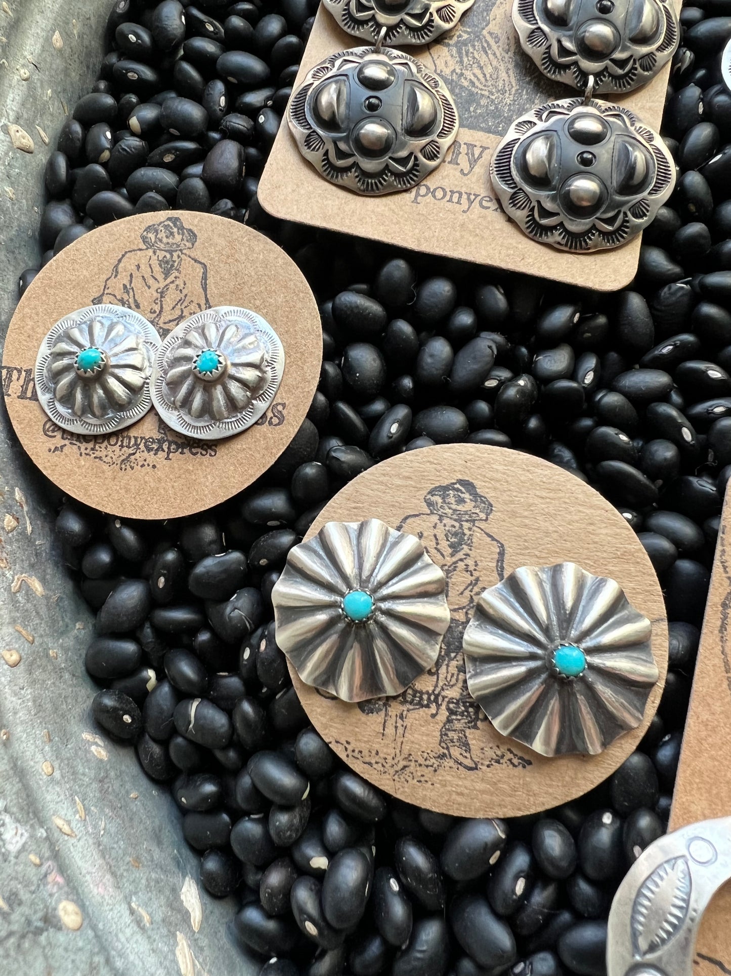 Scallop Concho Studs silver or with kingman turquoise