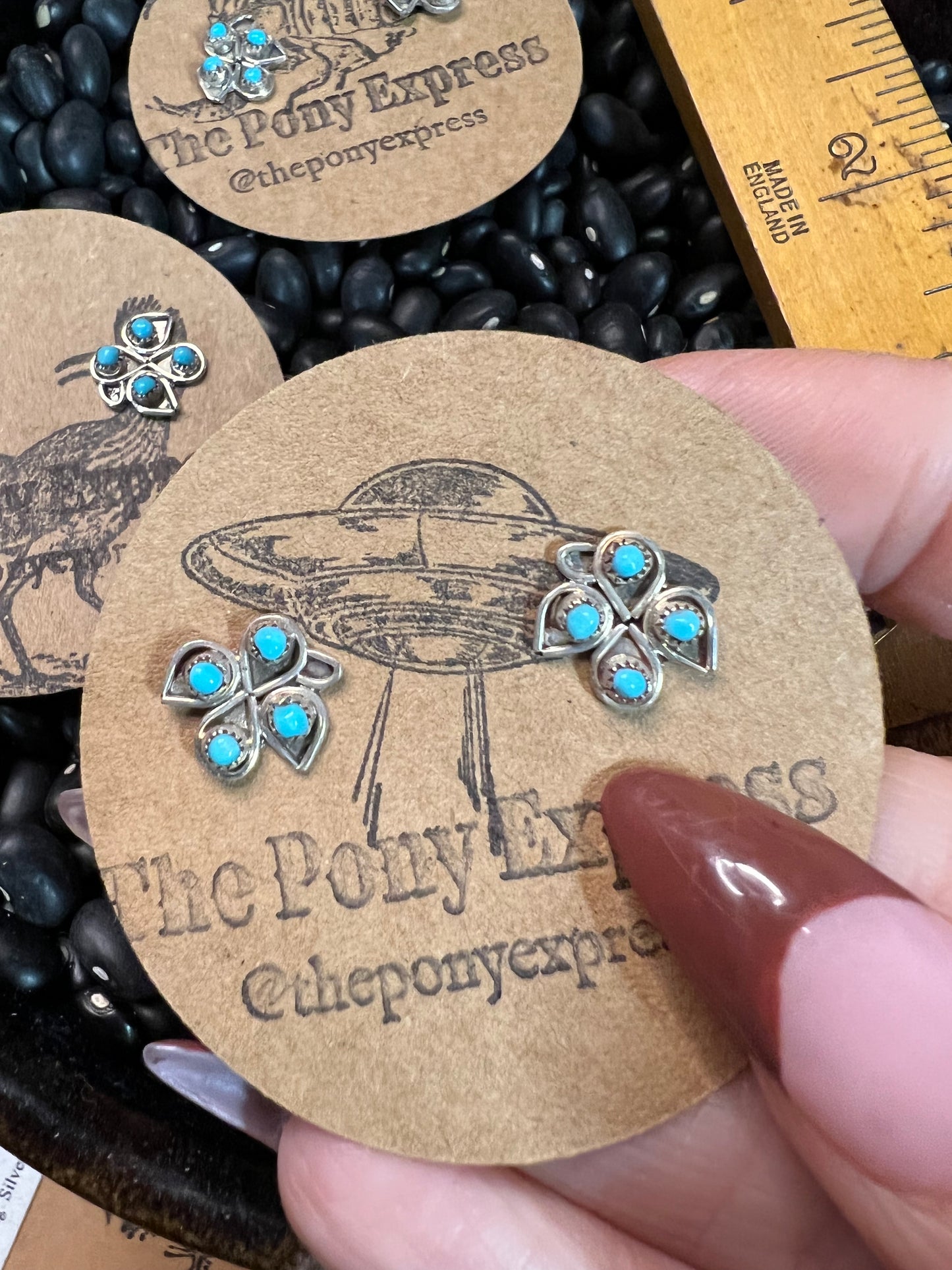 Peyote Bird Turquoise Stud Earrings