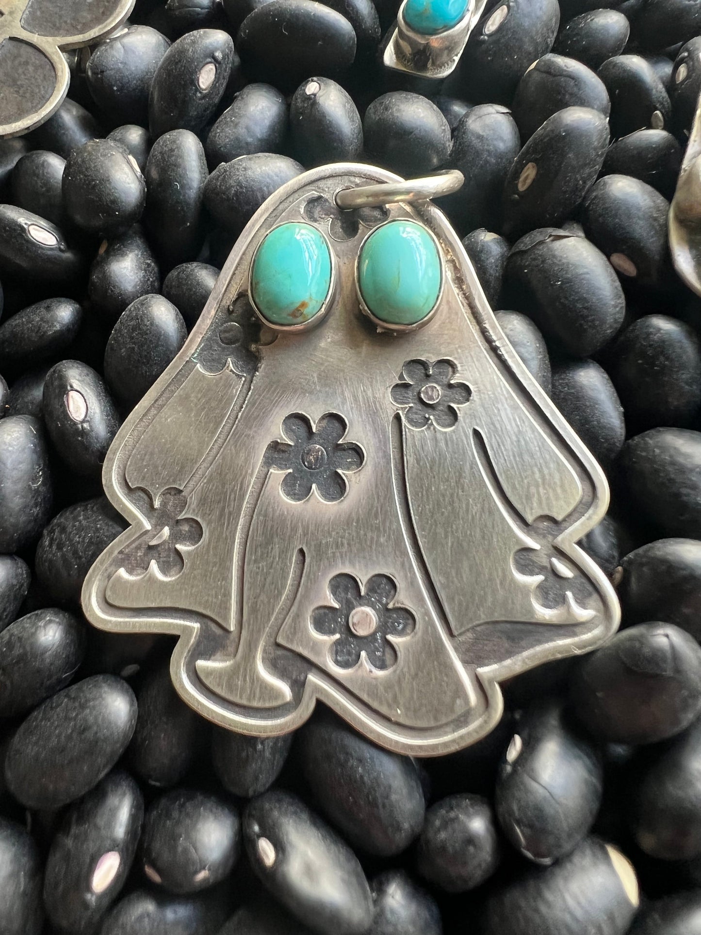 Ghost Daisy Turquoise Pendant