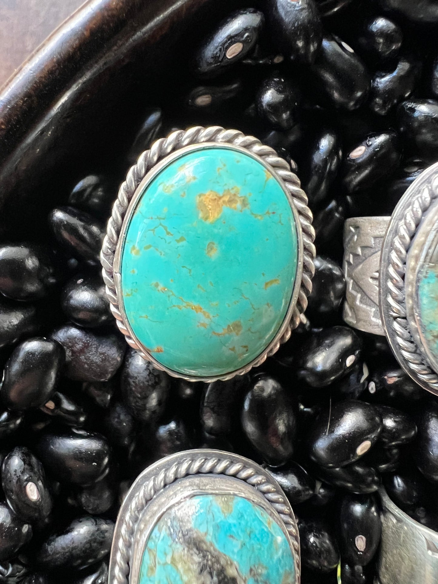 Hand Stamped Turquoise Band Ring