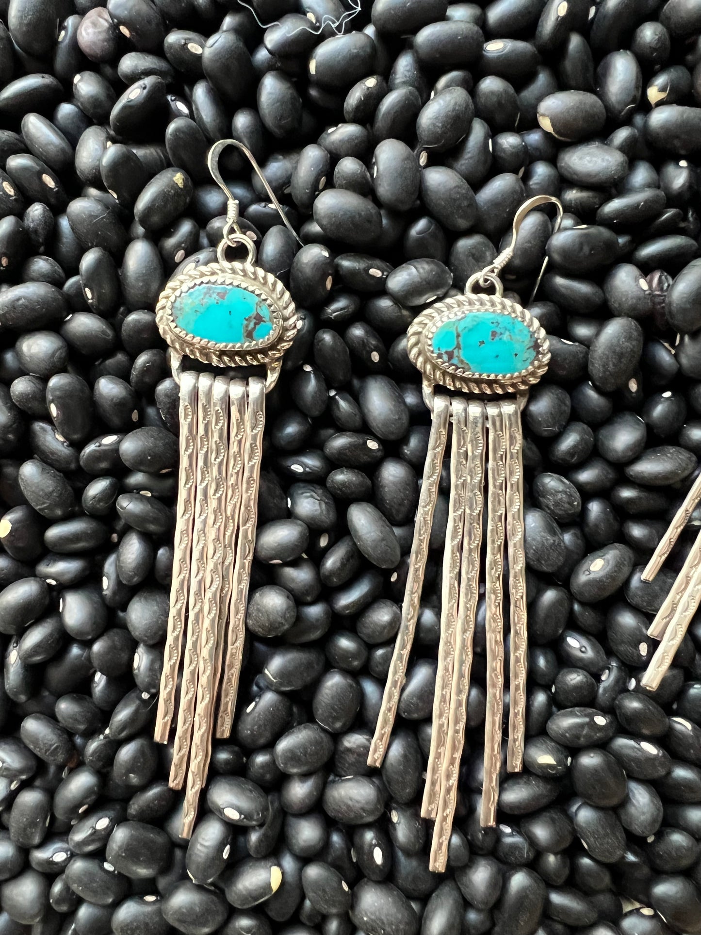 Turquoise Stamped Dangle Earrings
