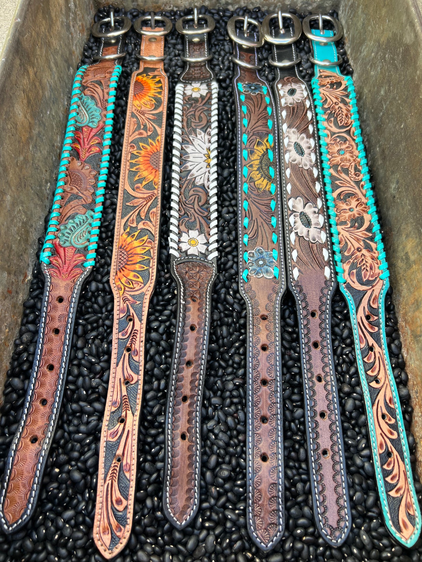 Leather Tooled Dog Collars