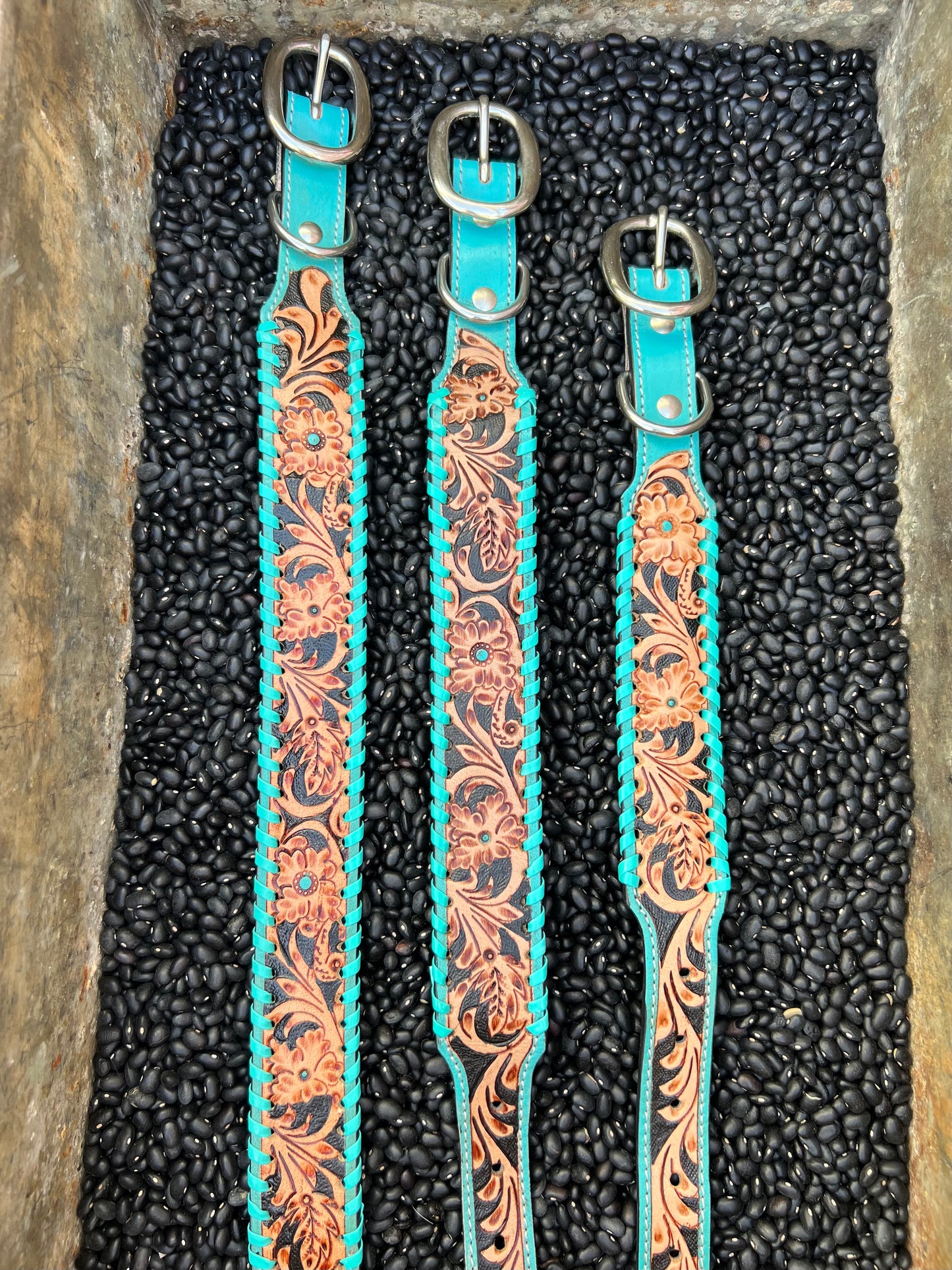 Leather Tooled Dog Collars