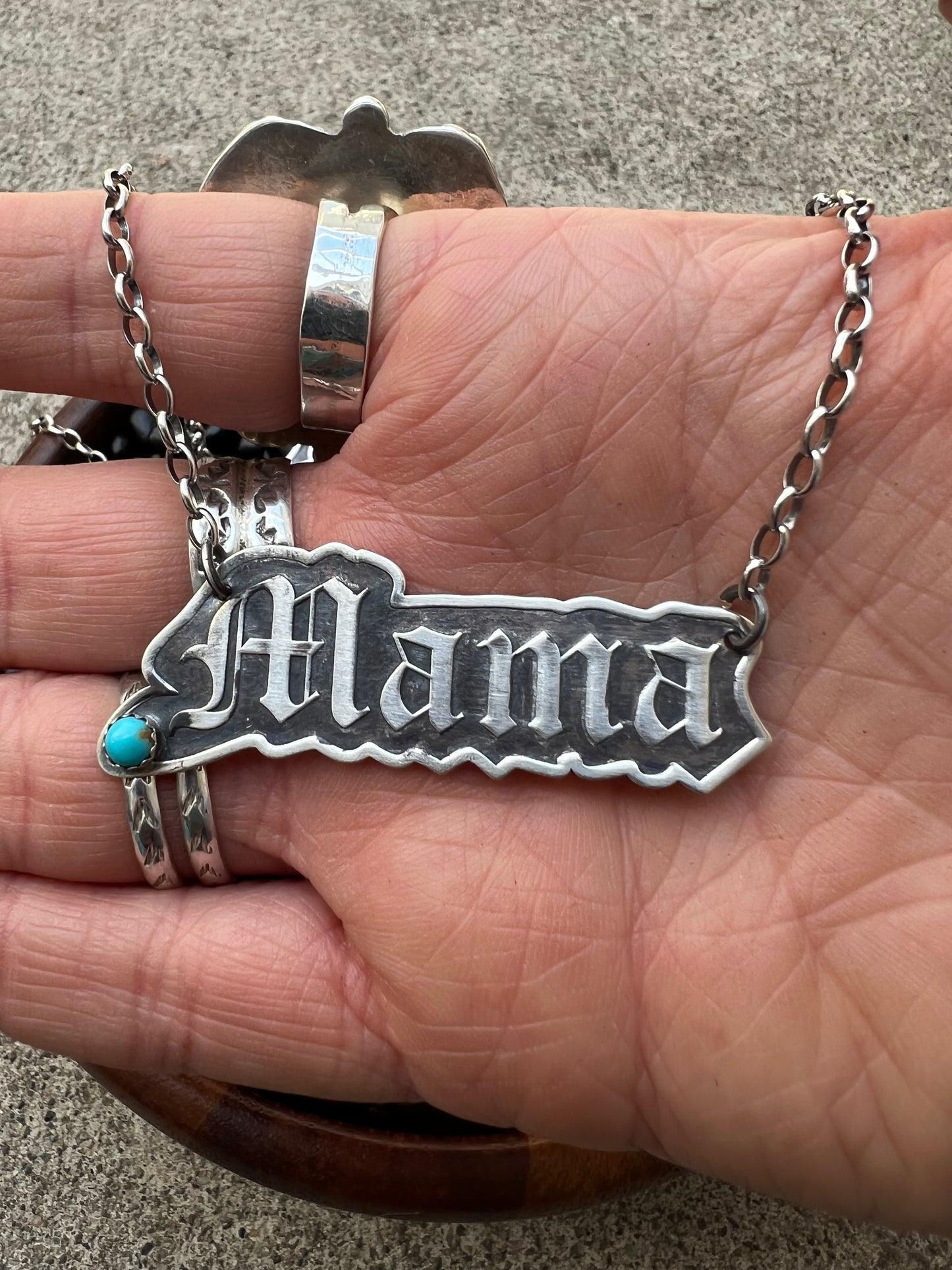 Mama Necklace Nameplate 18” sterling silver (Copy)