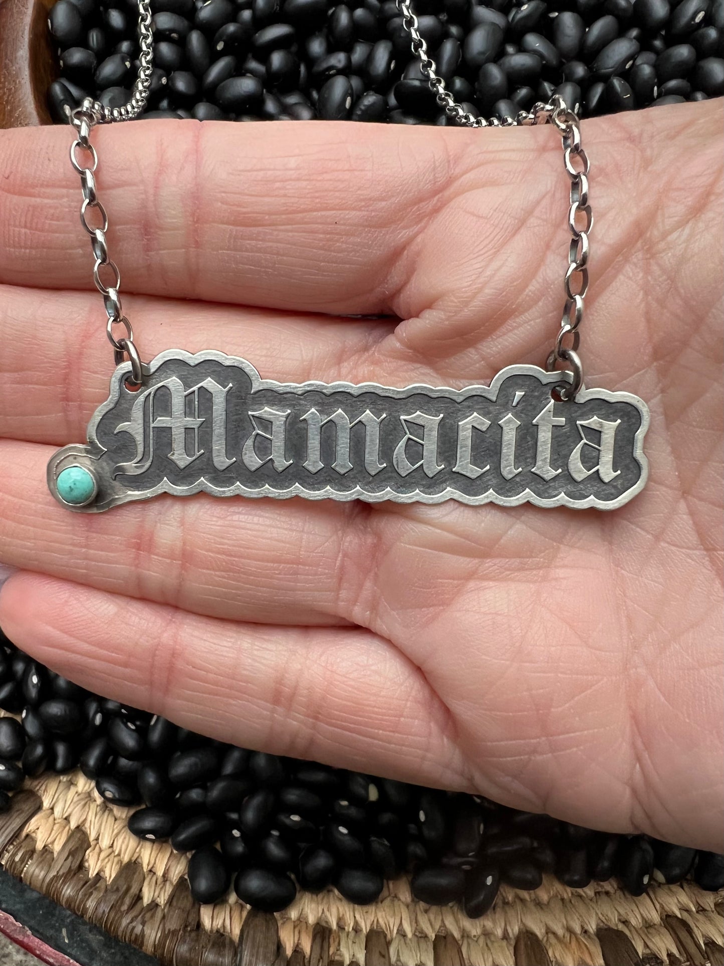 MAMACITA necklace nameplate 18” sterling silver