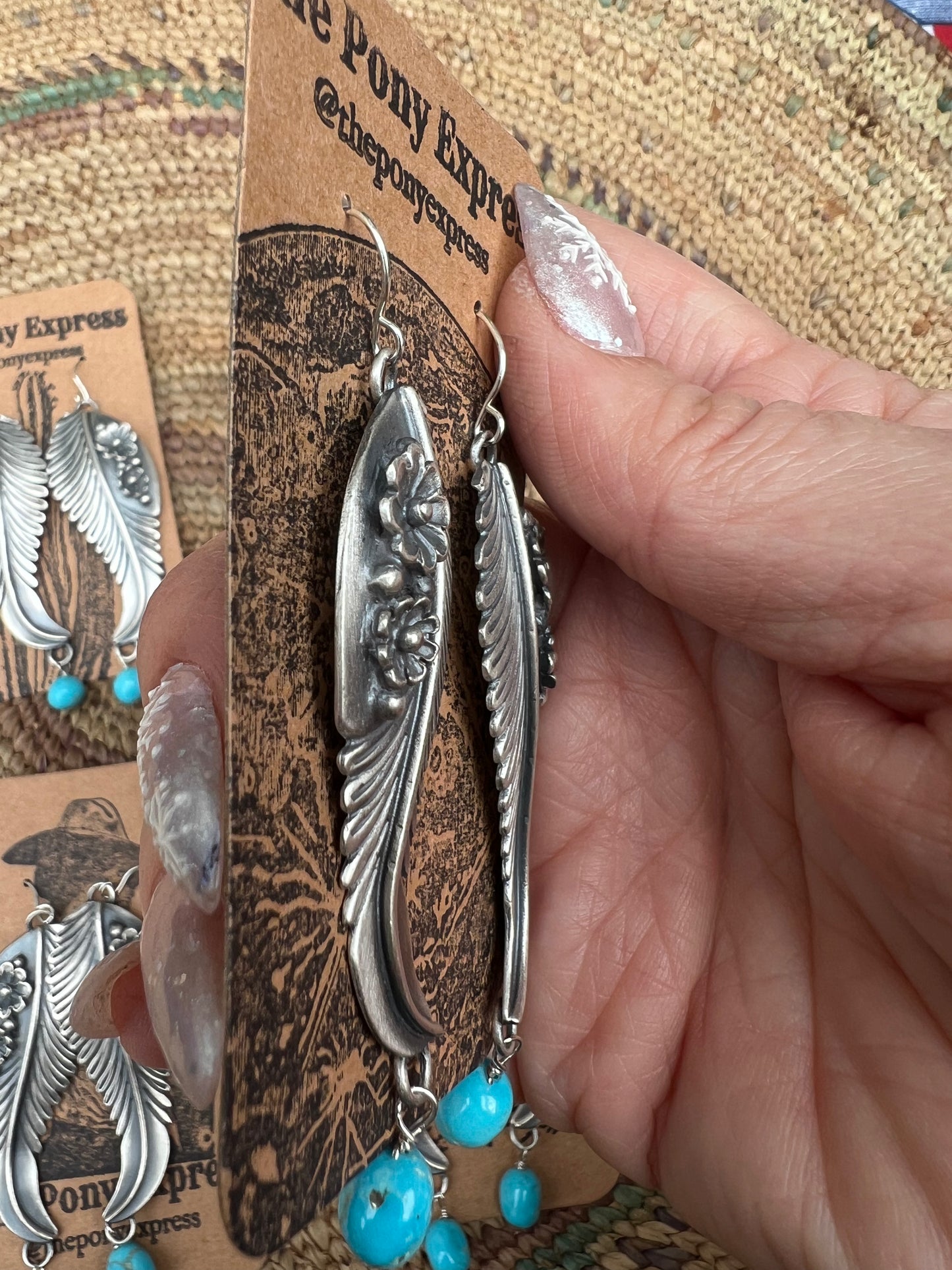 Turquoise Contemporary Feather Earrings